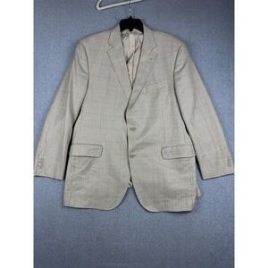 Beecroft & Bull Blazer Mens 46R Beige Check Sport Coat Jacket Classic Canada Jaz